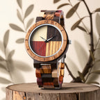 LeeEv Fashion Relojes Clásicos de Madera Ligera para Mujer en Colores Mezclados, Reloj Analógico de Cuarzo Grabado en Madera Colorida Hecho a Mano para Mujer y Regalo