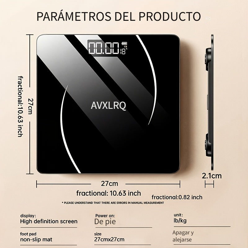 Báscula de baño de alta precisión, báscula electrónica de cuerpo con pantalla LCD ultradelgada con visualización de temperatura, inicio automático al pesar, pesaje hasta 180 kg, cambio de unidad LB/KG, diseño de plataforma de vidrio templado antideslizant