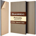 Juego de 2 paneles acústicos autoadhesivos, de 100X52 cm, diseñados para insonorización y reducción de eco. Estos paneles de revestimiento de madera son perfectos para decorar paredes en salas de estar, oficinas y hogares.