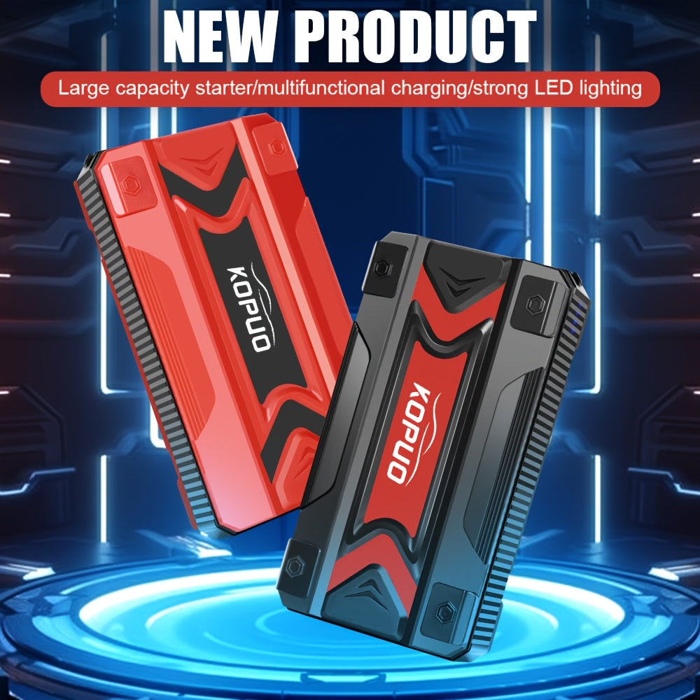 Arrancador portátil de batería de coche KOPUO 6000A - Herramienta profesional de mecánico automotriz (hasta 8.5L gasolina/7L diésel) Banco de baterías de emergencia de 12V con pinzas de seguridad inteligentes, pantalla LCD, diseño de luz LED ultrabrillant