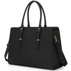 IGOLUMON Bolso de Mano para Mujer, Bolso Tote Grande Negro para Laptops de hasta 39.62 cm, Hecho de Cuero Sintético, Ideal para el Trabajo y la Escuela