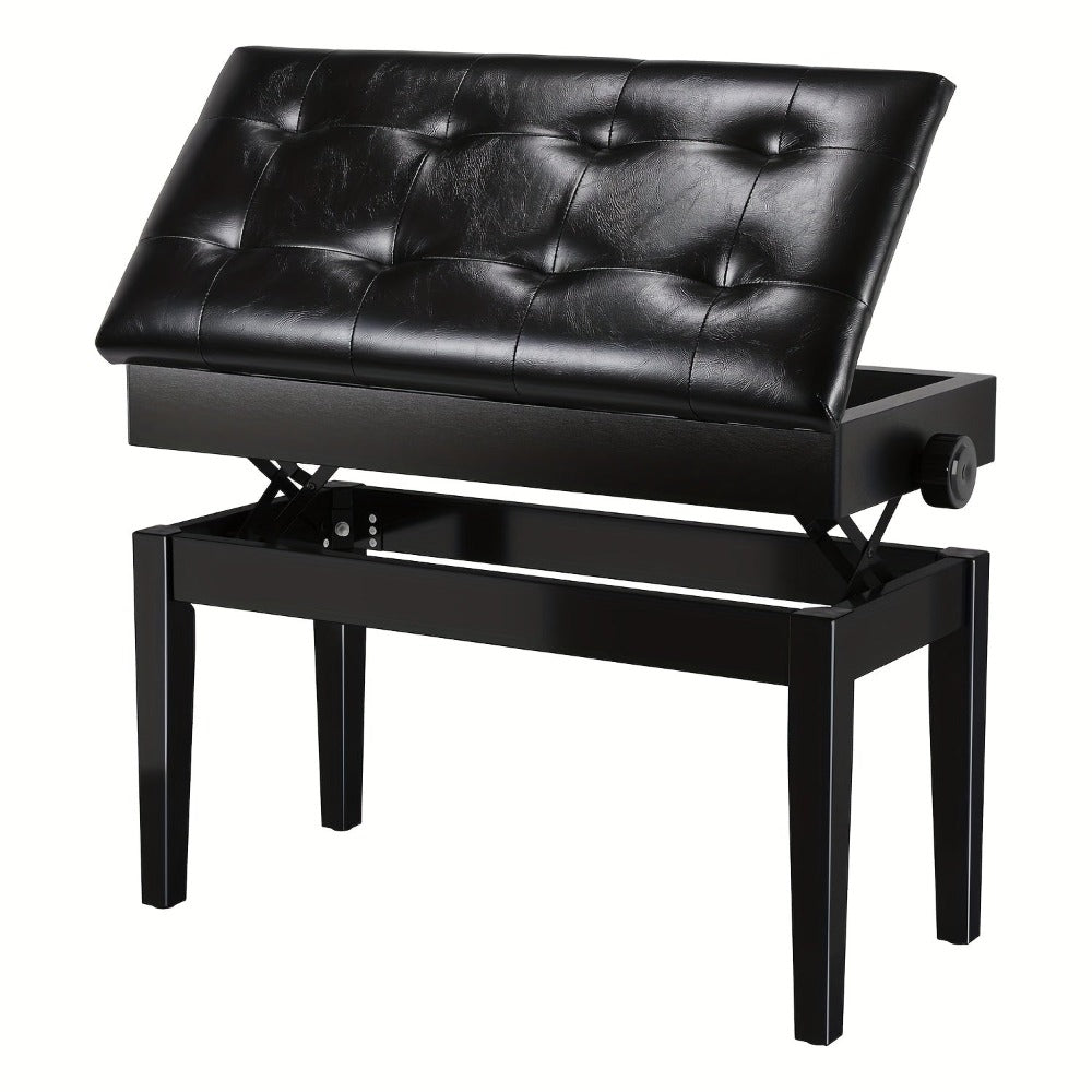 Taburete de Piano Ajustable en Altura para 2 Personas, Silla de Piano con Espacio de Almacenamiento, Banco de Piano 73 x 35 x 48-58 cm, Banco de Piano con Cojín de Cuero PU, Taburete de Piano con Capacidad de Carga de hasta 200 kg, Banco de Teclado de Mad