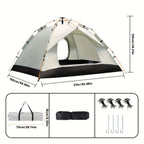 PAKICETUS Carpa de Apertura Rápida para Exteriores - 1-2/3-4 Personas, Carpa para Todas las Estaciones, Doble Puerta con Ventilación Mejorada, Ligera y Resistente al Viento en Gris/Amarillo, Ideal para Camping, Senderismo, Accesorios para Campistas, Carpa