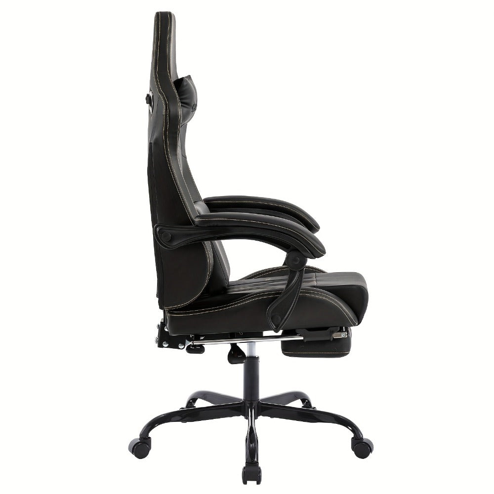 Silla de Juego y Oficina, Silla de Computadora con Reposapiés, Reposacabezas y Soporte Lumbar, Silla Ergonómica, Silla Giratoria y Ajustable en Altura, Opciones en Gris, Beige, , Marrón y Verde
