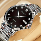 Reloj mecánico automático de negocios para hombre Dianpai, delgado de acero inoxidable con esfera luminosa y calendario, regalo ideal para hombres, sin batería