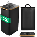 Recogedor de Botellas Plegable de Nylon Oxford 600D para Interior y Exterior, Cubo de Basura, Capacidad de 100L, Resistente al Desgarro y Lavable, Incluye Bolsas XXL, Puede Recoger Aproximadamente 35 Botellas, Ideal para Uso Doméstico, Almacenamiento en C