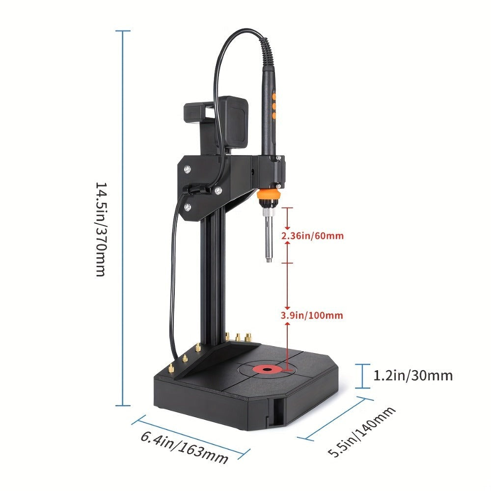Máquina de prensado de inserción termoestable vertical Mintion con soldadura de 90W, punta termoestable M2-M8, 30 insertos de rosca de tuerca para piezas impresas en 3D