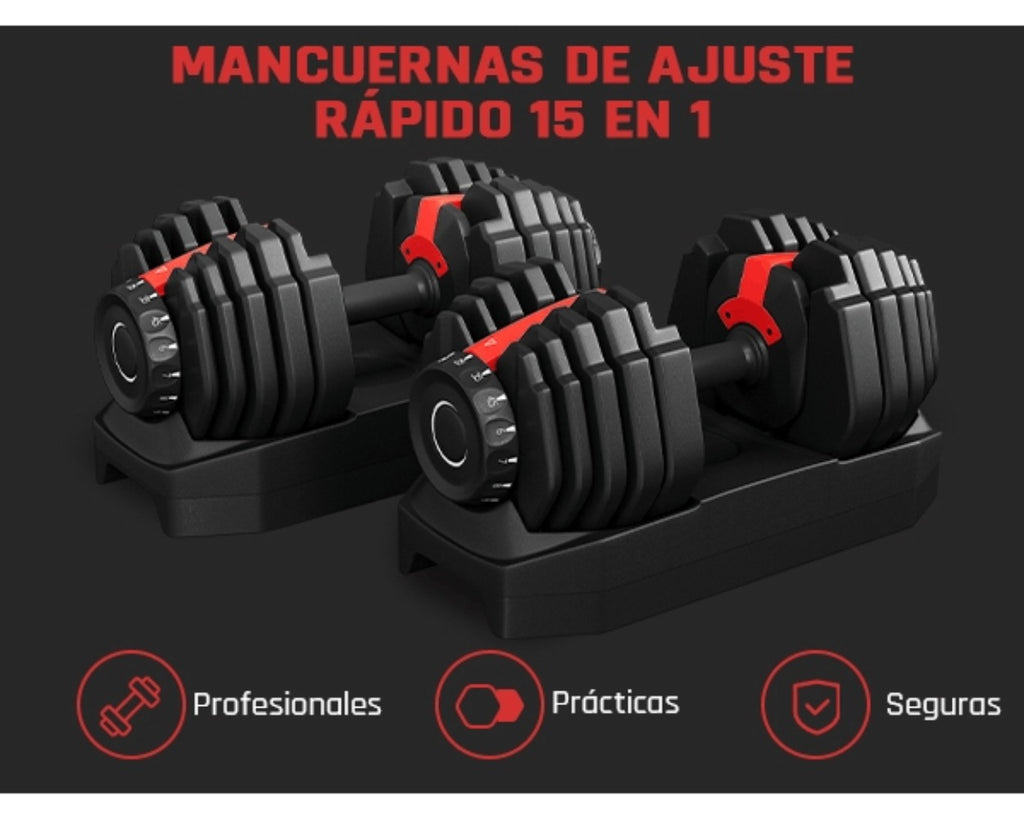 Costoffs Mancuernas Ajustables 15 en 1 con Ajuste Rápido de 1 Segundo, Mancuernas Cortas para Entrenamiento de Fuerza, Entrenamiento, Entrenamiento Físico, Pesos Ajustables para Hogar y Gimnasio