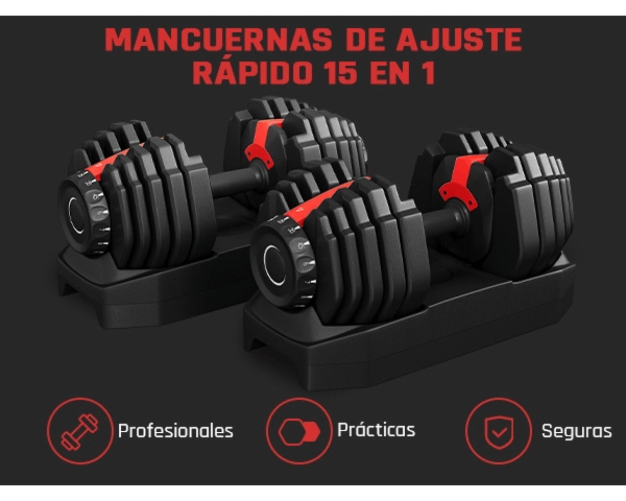 Costoffs Mancuernas Ajustables 15 en 1 con Ajuste Rápido de 1 Segundo, Mancuernas Cortas para Entrenamiento de Fuerza, Entrenamiento, Entrenamiento Físico, Pesos Ajustables para Hogar y Gimnasio