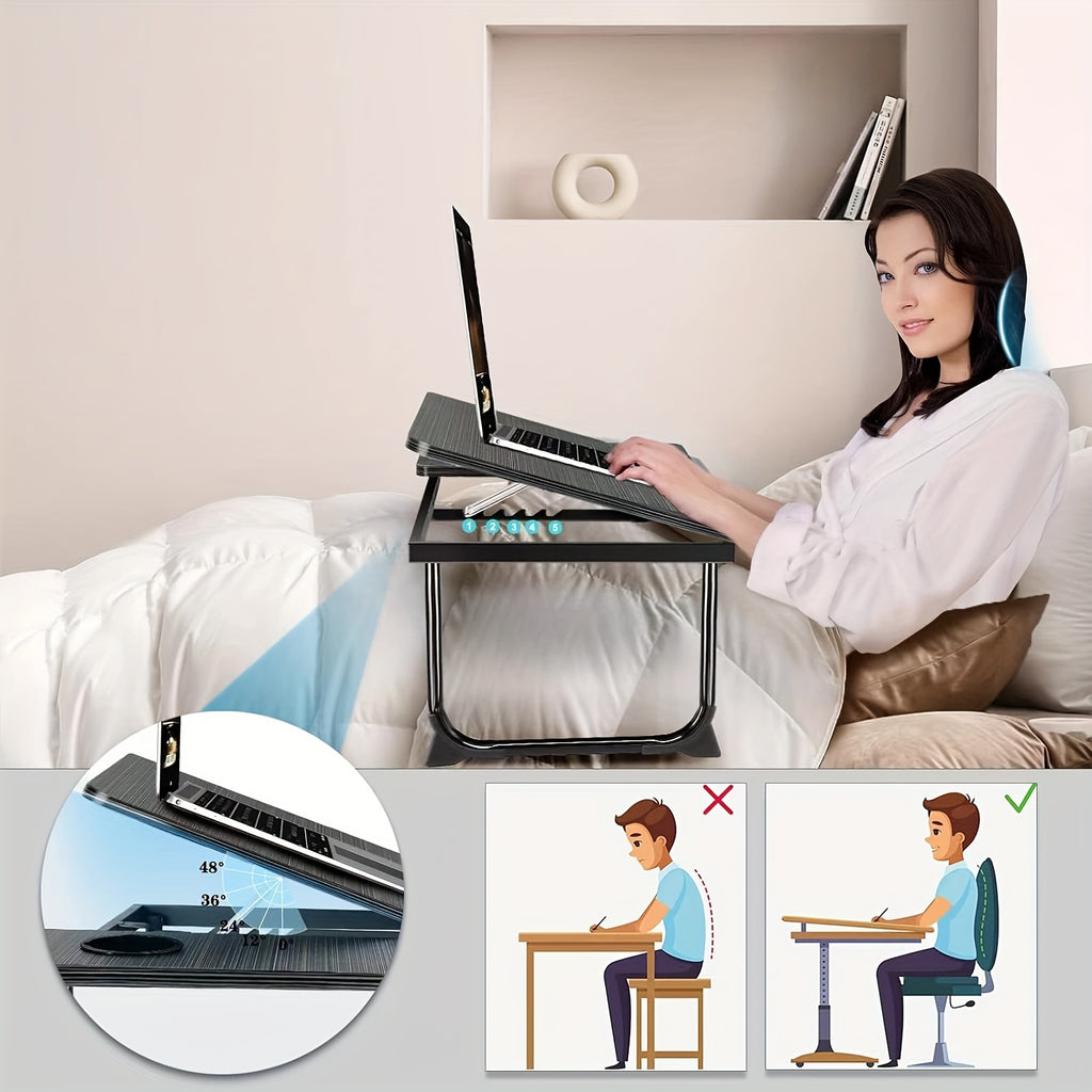 Mesa para cama/sofá portátil, bandeja para sofá, escritorio para el hogar, bandeja para desayuno con soporte para tazas, películas en la cama, marco para cama para portátil, mesa para cama con patas plegables artículos para el hogar.