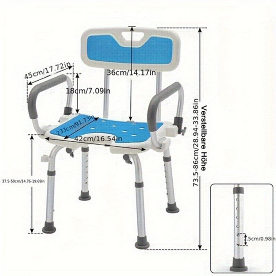 Silla de ducha con respaldo para baño seguridad y asistencia diaria | 150 kg y ajustable