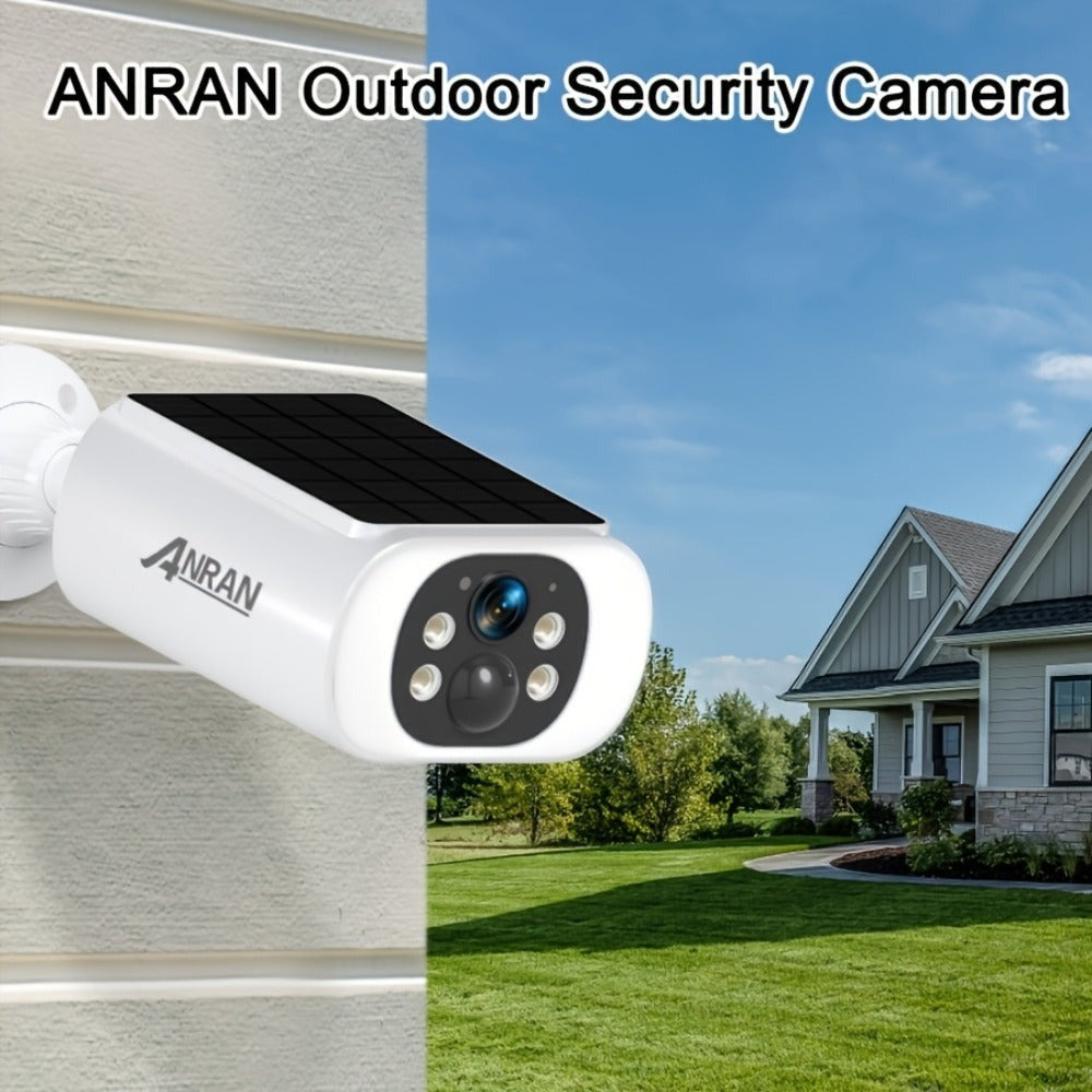 ANRAN 3MP Cámaras de Seguridad Solares Inalámbricas para Exteriores, Visión Nocturna a Color, Cámara de Vigilancia WiFi de 2.4Ghz para Seguridad en el Hogar con Panel Solar Incorporado, Audio Bidireccional, Compatible con Alexa