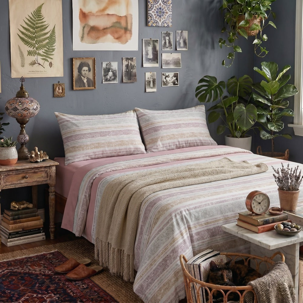 Juego de cama de 3/4 piezas apto para todas las estaciones, que incluye una sábana, una sábana ajustable y fundas de almohada. Medidas: 90 cm, 105 cm, 135 cm, 150 cm y 180 cm