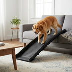 Rampa para perros plegable de plástico, escaleras para mascotas, rampa de acceso antideslizante con topes de goma hasta 90 kg, 156 x 40 cm, negra