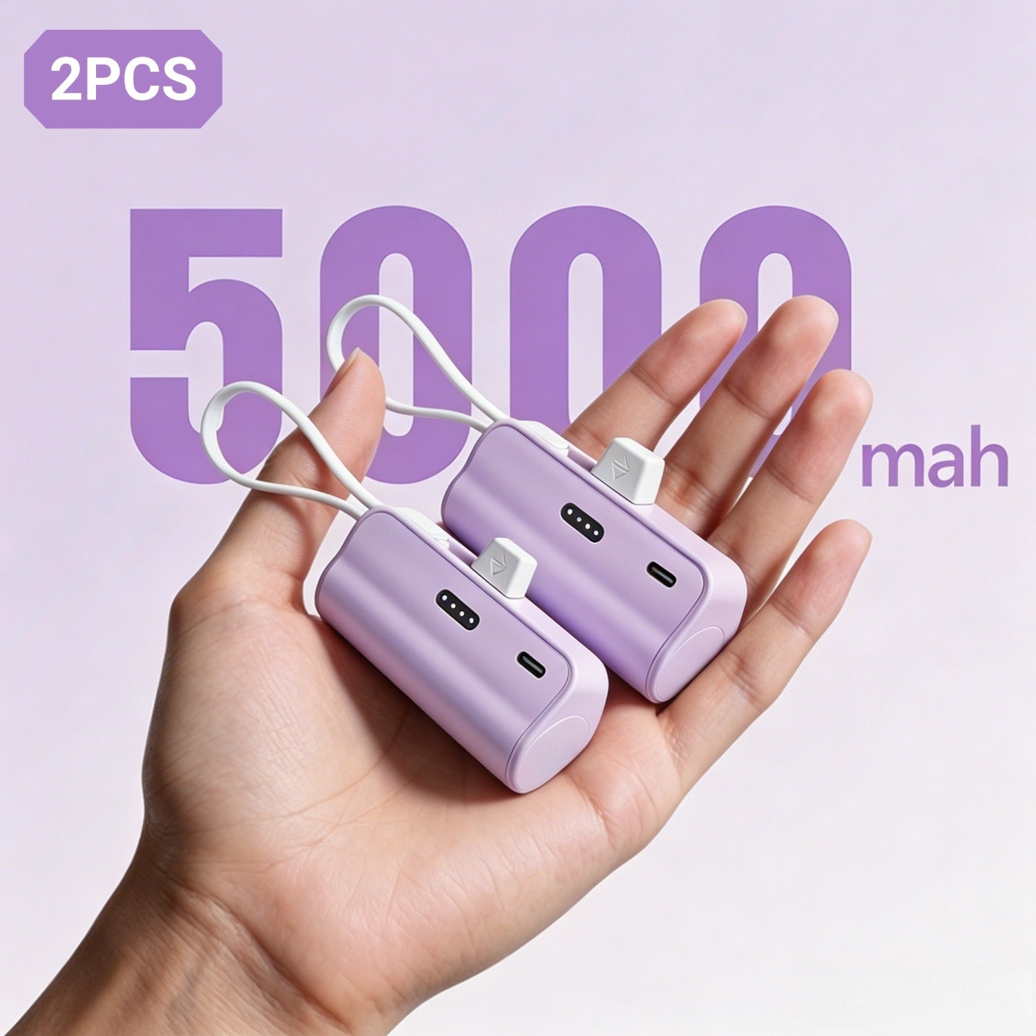 Power bank para carga durante viajes y uso diario | 5000 mAh y 2 unidades