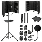 Aokeo Filtro Anti Pop, Escudo de Aislamiento para Micrófono de Estudio, Filtro Pop. Absorbe y Filtra el Sonido. Compatible con Blue Snowball y Cualquier Micrófono de Condensador (AO-505 con Soporte)
