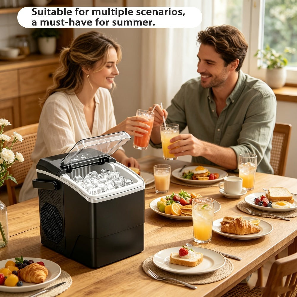 Fabricante de hielo comercial de doble uso con diseño de tapa transparente, refrigeración eficiente, duradero, ideal para restaurantes y bares, perfecto para cocinas de oficina