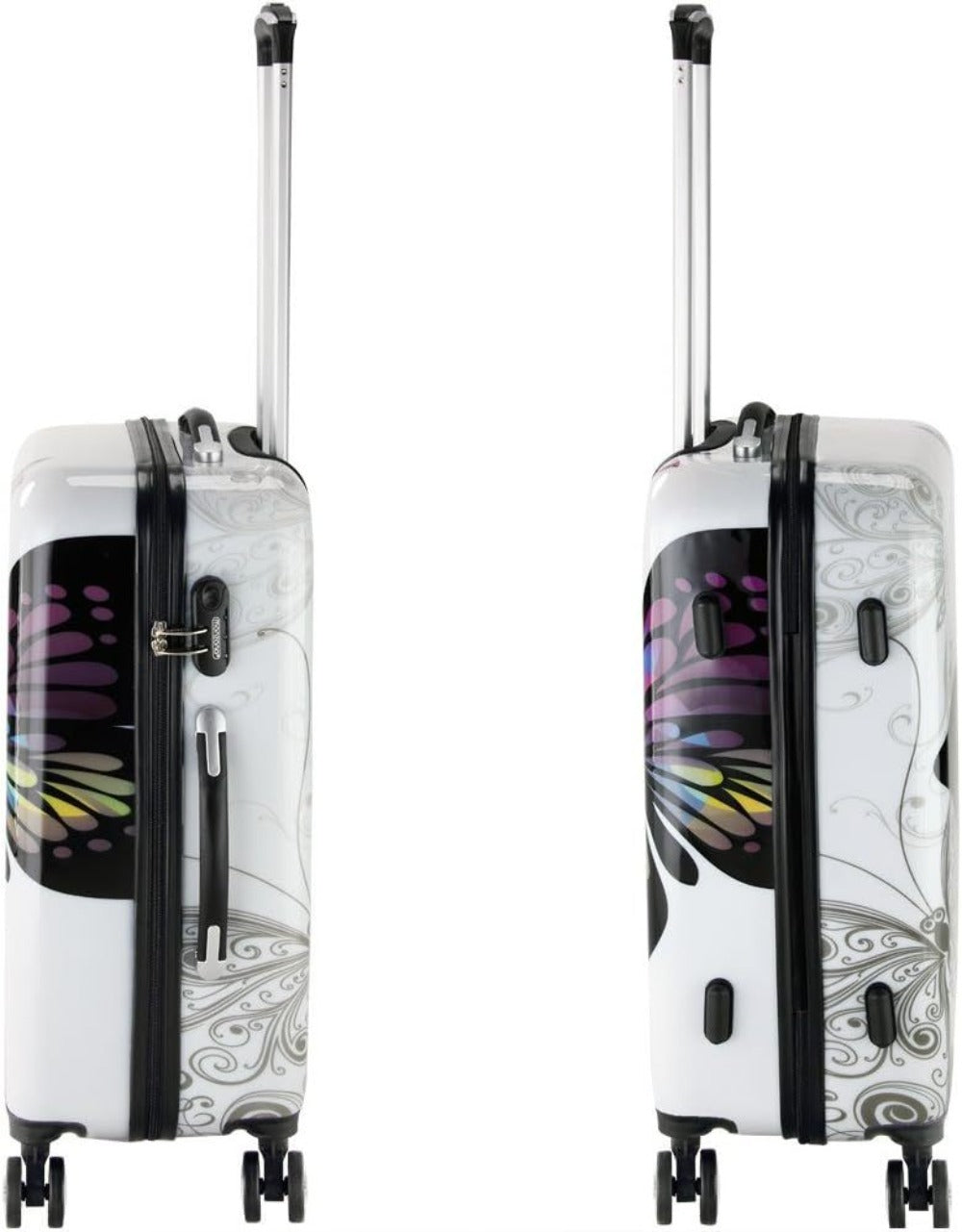 Monzana® Completo Set de 3 Maletas de Viaje Butterfly 42L 66L 98L Valijas Equipaje Mango Telescópico 4 Ruedas 360°
