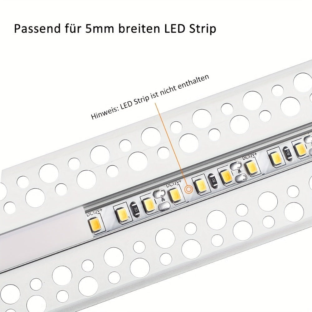 Perfil de canal de aluminio LED | Longitud de 2 m, ancho total de 6 cm | Ranura de 2.3 cm | Riel de montaje empotrado profundo | Sin fuente de luz | Ideal para montar tiras LED en techos, gabinetes, estantes, iluminación de cocina