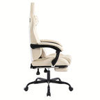 Silla de Juego y Oficina, Silla de Computadora con Reposapiés, Reposacabezas y Soporte Lumbar, Silla Ergonómica, Silla Giratoria y Ajustable en Altura, Opciones en Gris, Beige, , Marrón y Verde