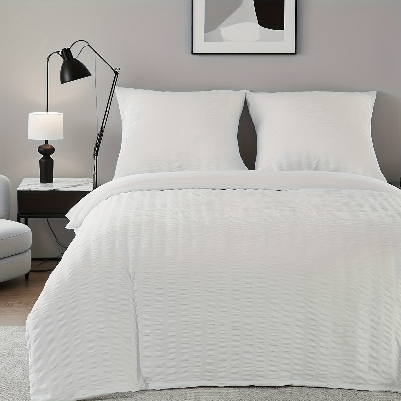 1 funda nórdica de gasa con burbujas y rayas en relieve, ropa de cama sencilla con cierre de cremallera, lavable a máquina, ideal para habitaciones de hotel, dormitorios, etc. Incluye funda de almohada de 80 * 80 cm
