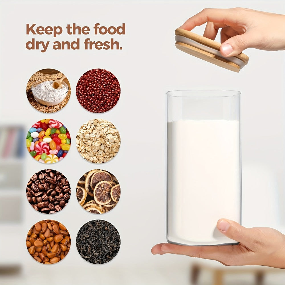Almacén local, juego de 3/6 tarros de cristal para almacenar alimentos, recipientes de cristal transparente con tapa, botes para almacenar alimentos, tarros para especias, botes para té floreciente, café y azúcar, tarros herméticos de cocina de 24oz/51oz/