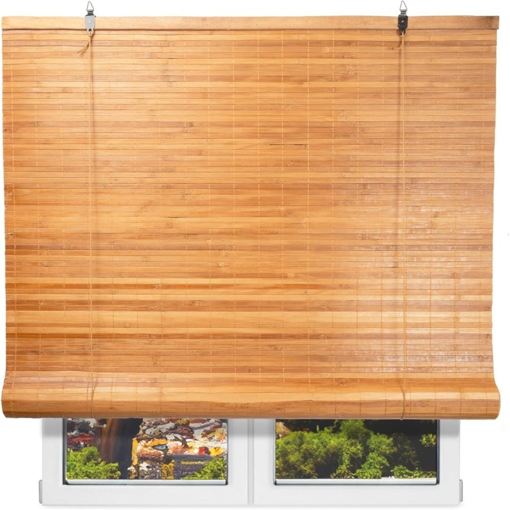 NQT Persiana Estor Enrollable de Bambú Natural, Protección Solar y Privacidad para Ventana