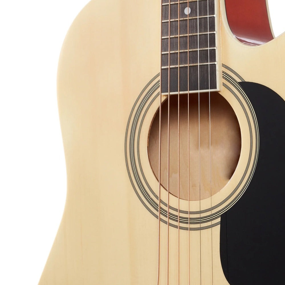 BAKAJI Guitarra Acústica Eléctrica de 41 Pulgadas con Estuche, Kit de Reemplazo de Cuerdas, Púas, Cable de Amplificador y Correa, Guitarra Folk Cutaway para Adultos y Principiantes