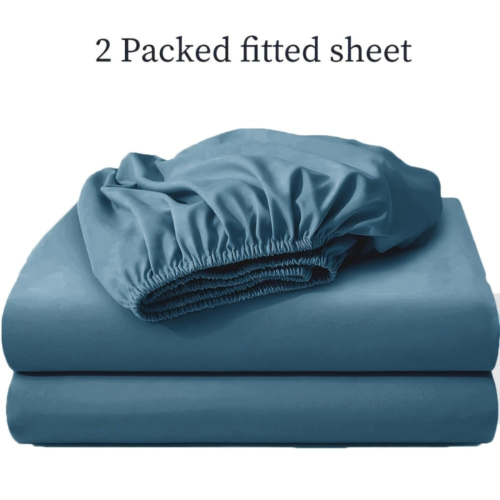 Juego de 2 sábanas bajeras, funda protectora de colchón suave y cómoda, kit de sábanas bajeras transpirable y multifuncional, lavable, apto para dormitorios, habitaciones de invitados, escuelas, utilizable en todas las estaciones, ropa de cama