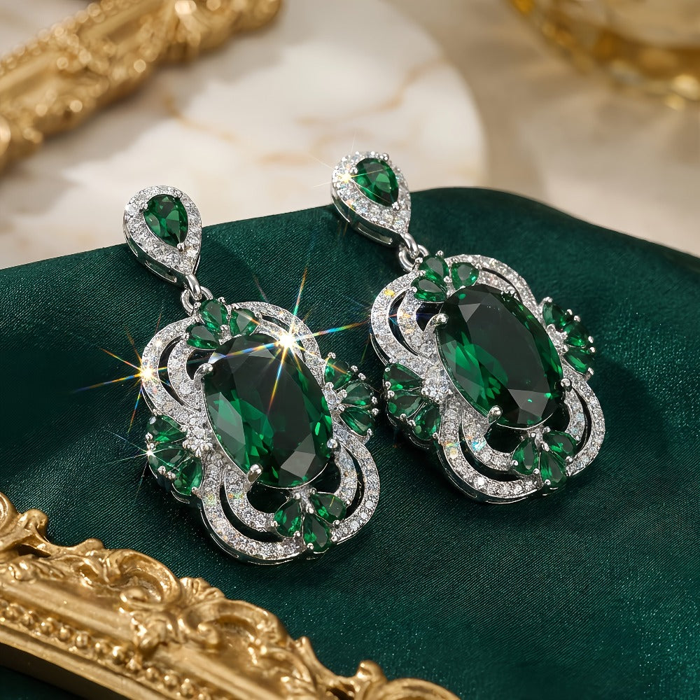 Pendiente de botón hipoalergénico de zirconia sintética en plata S925, estilo elegante, para mujer, regalo de San Valentín, adecuado para banquetes y bodas, con caja de regalo