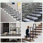 Pasamanos para escaleras interiores y exteriores, barandilla en U, barandilla de metal, pasamanos de escalera en forma de U, pasamanos de escalera para barandilla de balcón, negro.