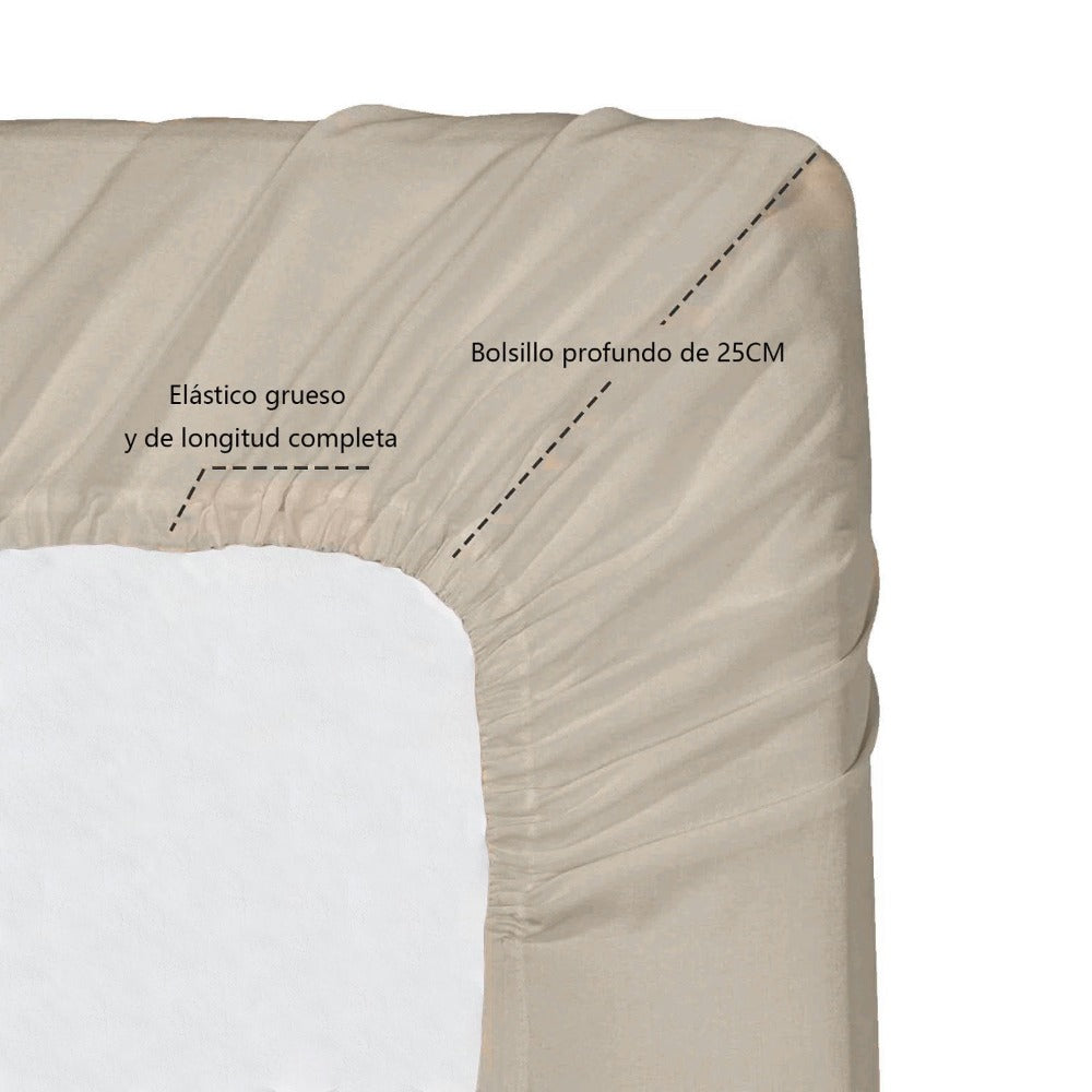 Juego de Sábanas Ligero Suave Fresca 4 Piezas para Cama de 90/105/135/150 cm – 100%Microfibra – Incluye Sábana Bajera Ajustable con borde elástico de 25 cm de profundidad, Sábana Encimera y 2 Fundas de Almohada – Suave, Transpirable y Confortable