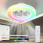 Ventilador de techo con luz de 41.5 cm, ventiladores de techo silenciosos de 25 W, regulable 3000K-6500K-RGB, 6 velocidades de viento con control remoto, temporizador, memoria de luz, ventilador reversible