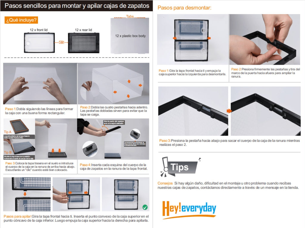 VORTEX Pack Organizador de Calzado Cajas de Zapatos Blancas y transparentes Apilables con Apertura Frontal，Sistema Antivuelco y Ventilación