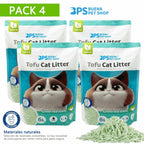 PACK 4 Arena para Gatos AGROMERANTE Arena de Tofu BPS para Gatos sin Polvo Fácil de Aglomerar Controla los Olores se Lanza en el Inodoro 4Pcs aglomera 6L