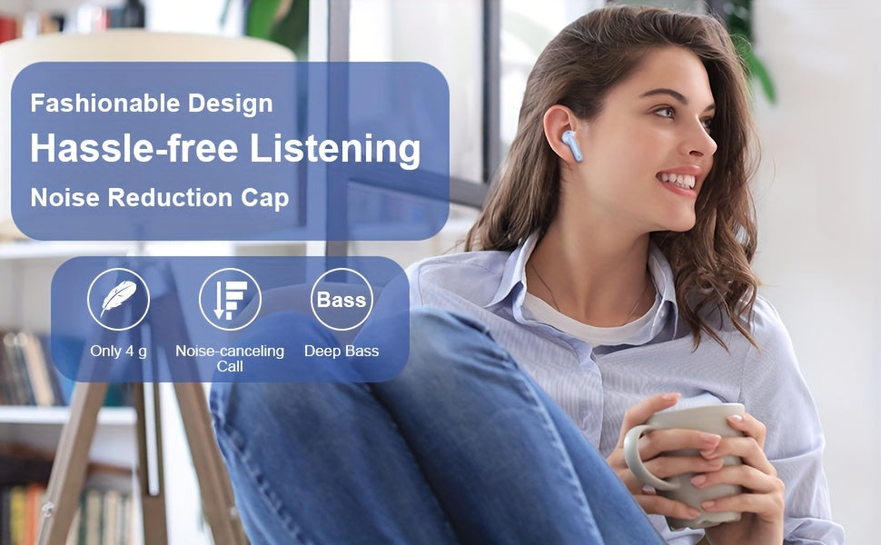 Auriculares Bluetooth | Audífonos Inalámbricos 5.3 con Bajo Profundo Estéreo, 36H de Reproducción & Caja de Carga LED, Micrófonos Reductores de