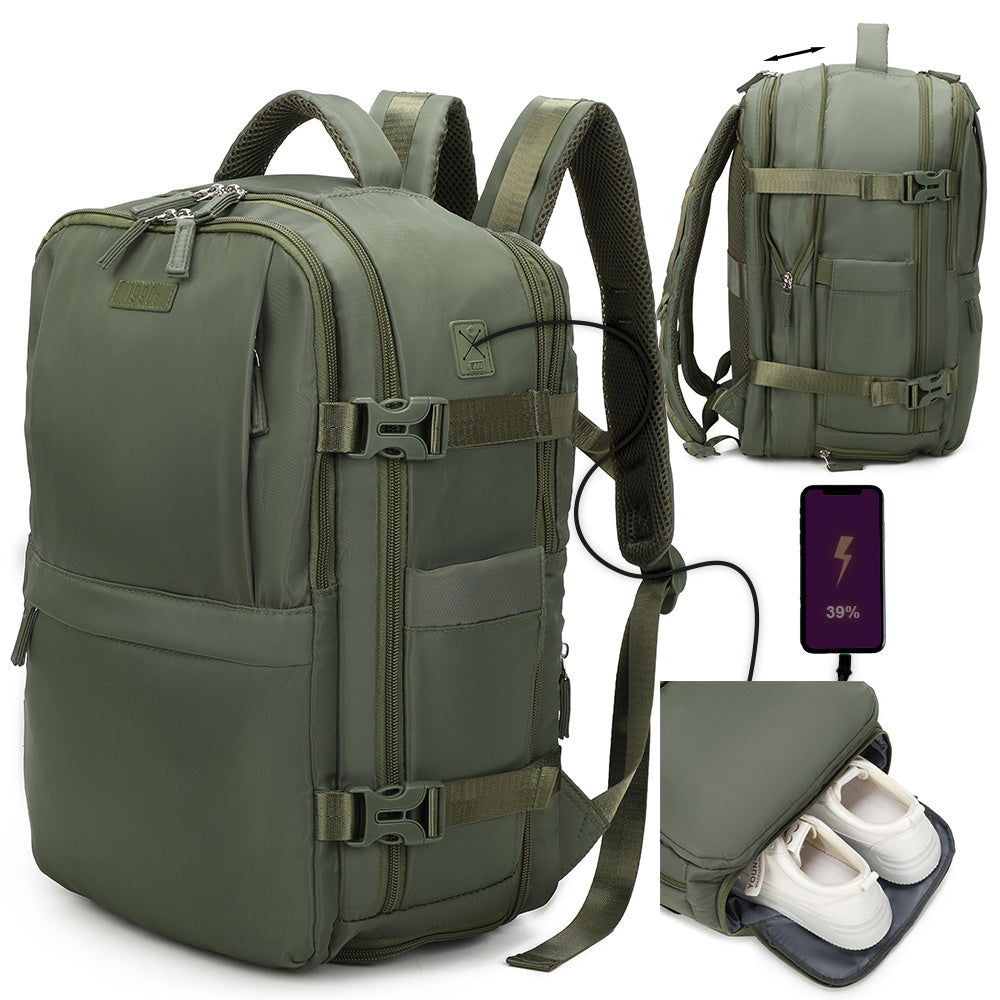 Mochila de cabina expandible 40x25x20-25cm | compartimiento para zapatillas | Mochila casual compatible con portátil 14 pulgadas