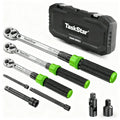 TaskStar Juego de 8 Llaves de Torque: 1/4'', 3/8'', 1/2'' Conductor con Llaves de Torque de Clic (10 - 160 ft.lb/10.0 - 227.0 N.m) con Adaptadores, Precisión de +/-3% - Ideal para Bicicletas, Motocicletas y Reparaciones