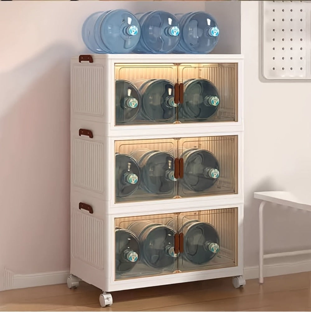 Armarios de almacenamiento de 3/4/5 niveles, gabinete plegable de alta capacidad - Solución de almacenamiento multifuncional para el hogar/oficina, diseño plegable rápido, fácil de plegar, utilización eficiente del espacio