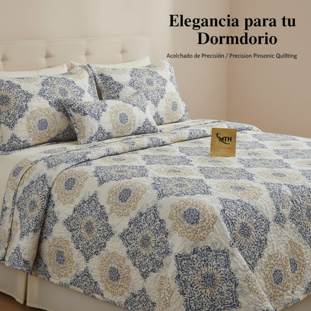 Edredón Ligero Estampado de Verano, Colcha Pinsonic de Microfibra Reversible Bouti, Cubrecama Moderno con Patrón en Relieve Transpirable para Todas las Estaciones, Decoración de Dormitorio para Primavera y Verano (Sin Fundas de Almohada) para Todas las Ta