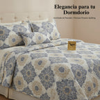 Edredón Ligero Estampado de Verano, Colcha Pinsonic de Microfibra Reversible Bouti, Cubrecama Moderno con Patrón en Relieve Transpirable para Todas las Estaciones, Decoración de Dormitorio para Primavera y Verano (Sin Fundas de Almohada) para Todas las Ta