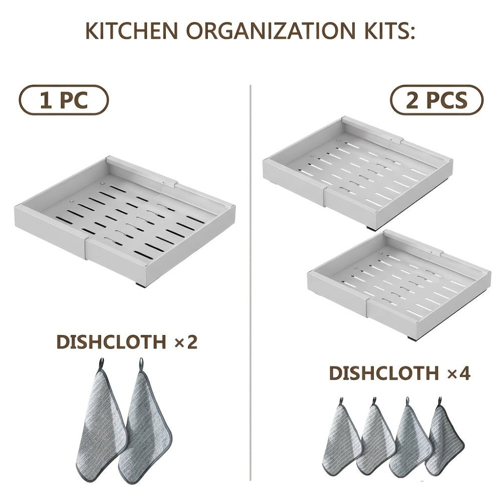 Organizador de gabinete extraíble y expandible de alta resistencia, con 3 rieles silenciosos, ancho ajustable (30.99 cm - 51.99 cm), apto para gabinetes de cocina, estantes extraíbles de gabinete