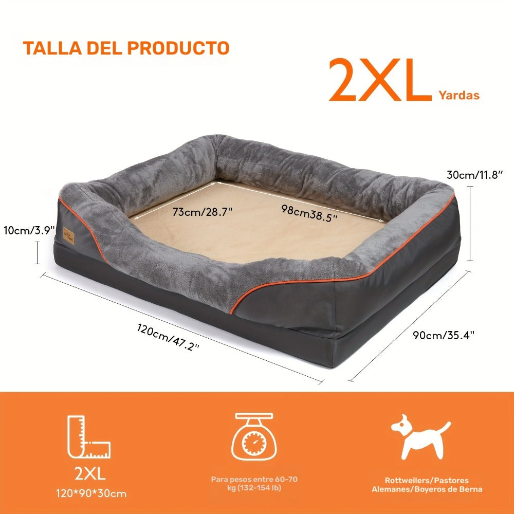 Cama ortopédica extragrande para perro, cama para mascotas de espuma de esponja, con funda lavable con cremallera, sofá tumbona para perros, para perros grandes y jumbo, regalo de juguete con chirrido, XL-3XL