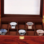 Reloj de joyería, caja de exhibición de madera, caja de almacenamiento de 10 ranuras, grano de roble, regalo.