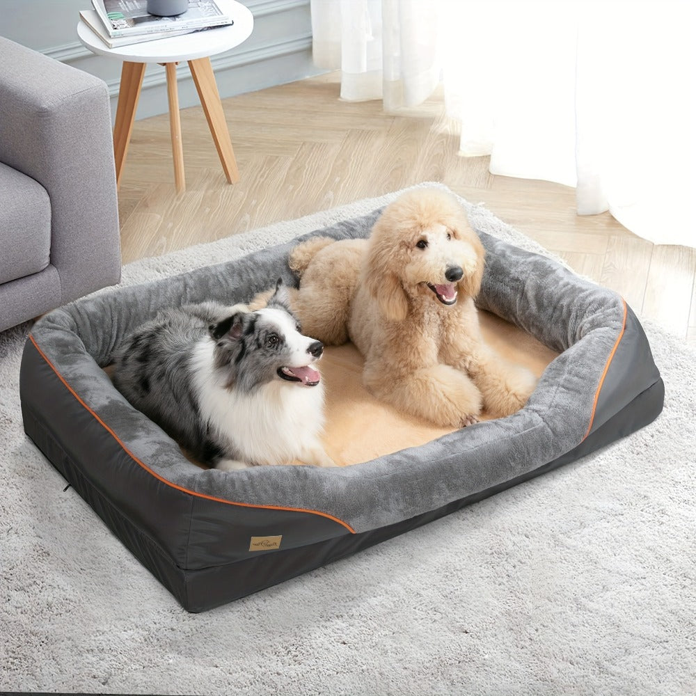 Cama ortopédica extragrande para perro, cama para mascotas de espuma de esponja, con funda lavable con cremallera, sofá tumbona para perros, para perros grandes y jumbo, regalo de juguete con chirrido, XL-3XL