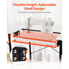 Mesa de Costura VEVOR, Mesa Multiusos para Máquina de Coser con Estante Lateral Plegable, Estante Ajustable, Patas de Acero, Escritorio para Computadora en Hogar, Estudio de Moda, Estudio de Arte, Institución Educativa, Blanco