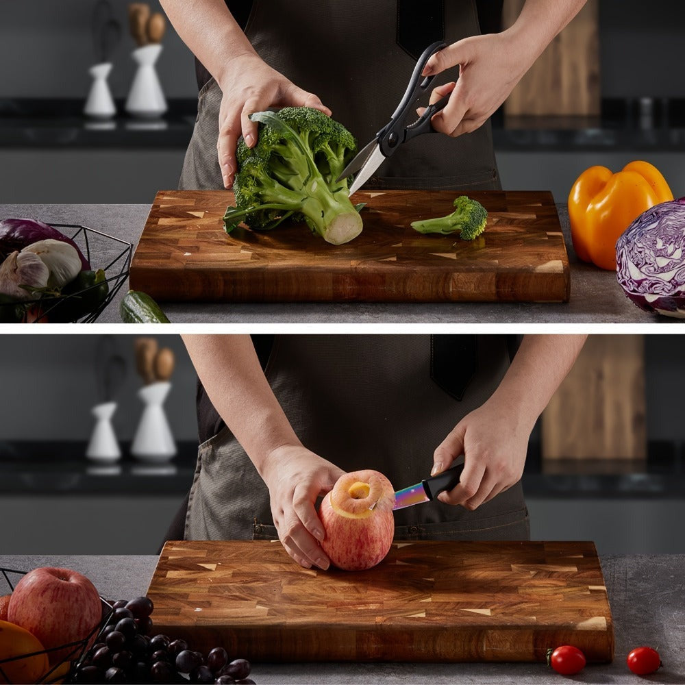 Juego de Cuchillos, 16 Piezas en Acero Inoxidable con Bloque, Set Profesional para la Cocina