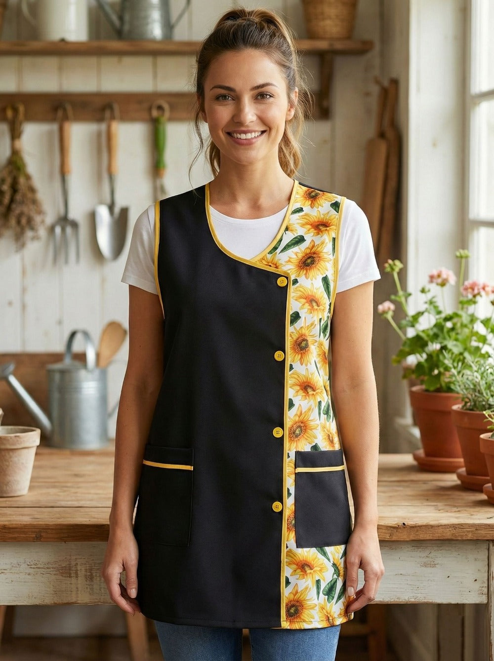 Mandilón de Cocina para Mujer Estampado Patrón Aleatorio Cómodo y Resistente