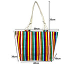 TOTE BAG Grande Rayas Multicolor – BOLSO DE PLAYA de Lona con Asas de Cuerda, Capacidad Extra, 6 Colores Disponibles