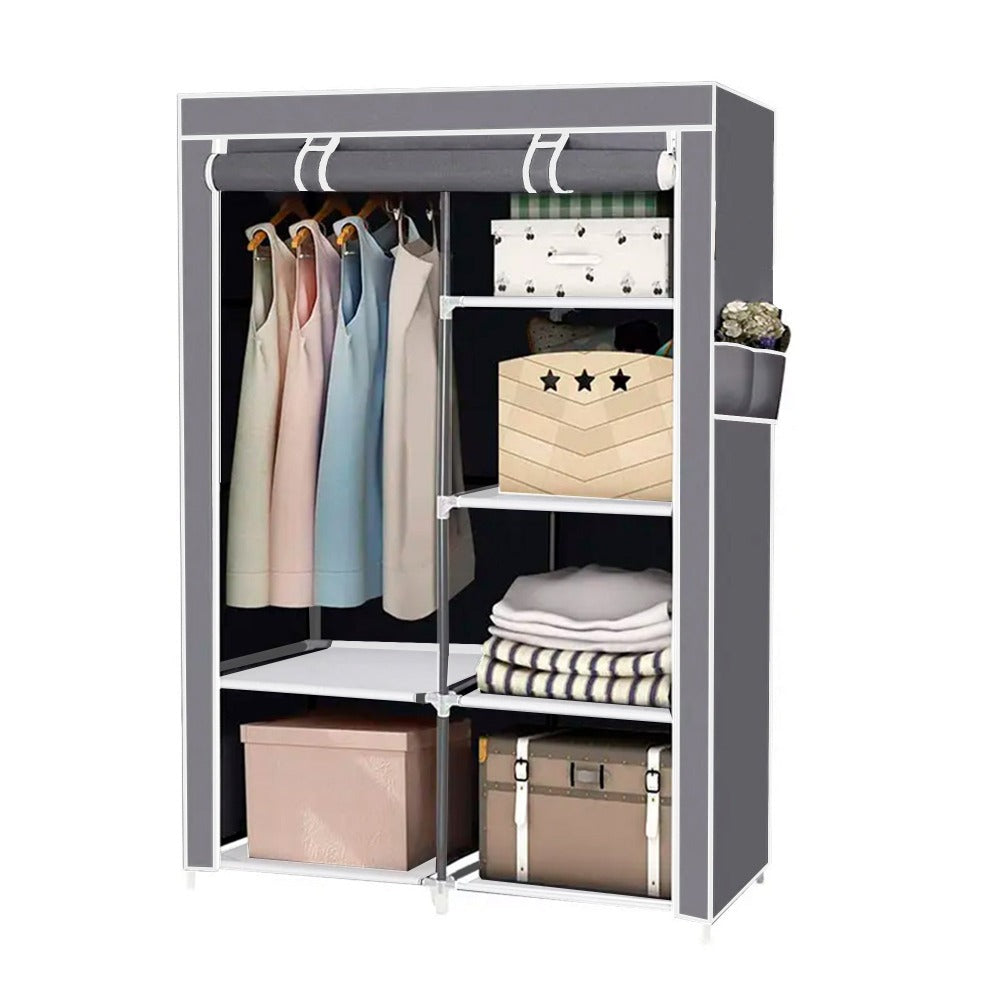 Armario Vestidor de Tela con Bolsillos Laterales Nyana Home - 5 Huecos 1 Ropero 1 Puerta 165x88x45cm Organizador de Ropa y Zapatos Fácil Montaje Ligero y Resistente Ideal para Dormitorio y Vestidor